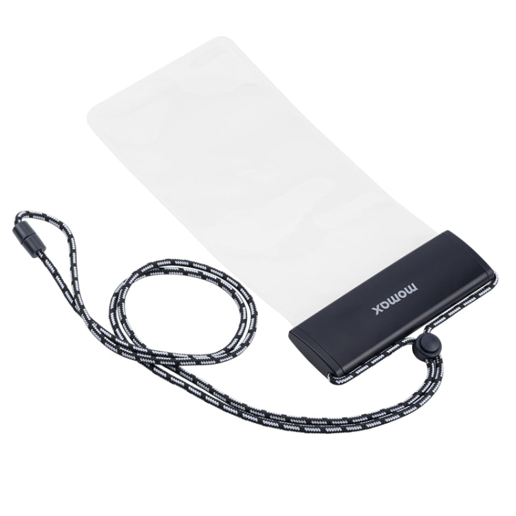 MOMAX SR25 IPX8 Outdoor Transparent PC+TPU Water-resistant Bag with Lanyard For Mobile Phones Below 7 inche(Gray)