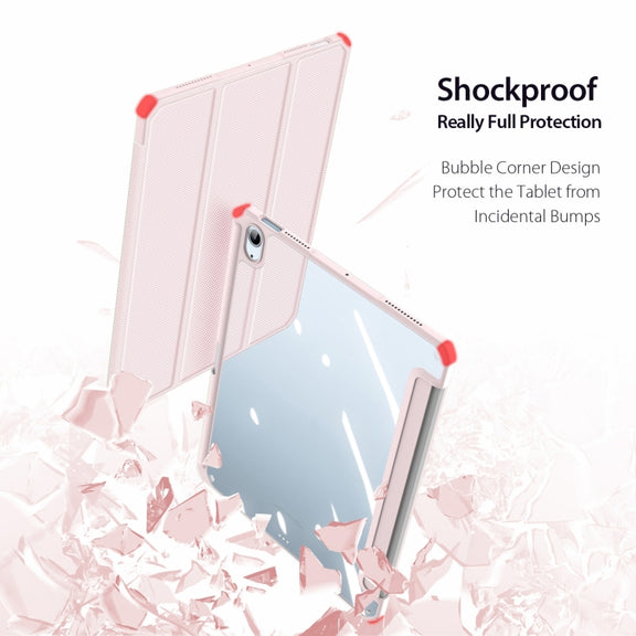 DUX DUCIS TOBY Series Shockproof PU Leather + PC + TPU Flip Smart Case For iPad Air 11 2025 / 2024 / Air 2022 / 2020 10.9(Pink)