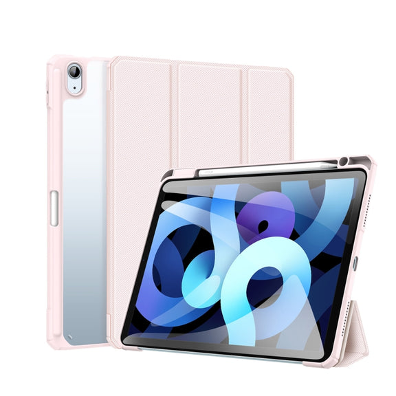DUX DUCIS TOBY Series Shockproof PU Leather + PC + TPU Flip Smart Case For iPad Air 11 2025 / 2024 / Air 2022 / 2020 10.9(Pink)