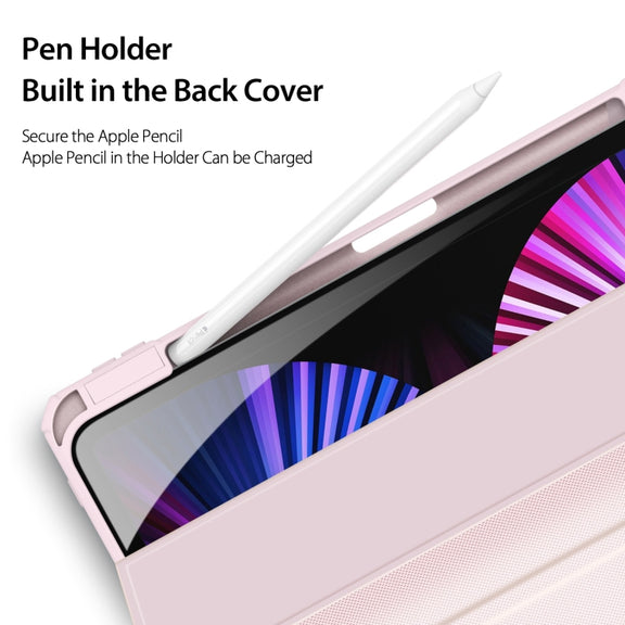 DUX DUCIS TOBY Series Shockproof PU Leather + PC + TPU Flip Smart Case For iPad Air 11 2025 / 2024 / Air 2022 / 2020 10.9(Pink)