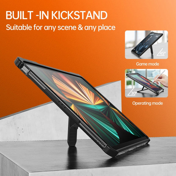 For iPad Pro 11 2022 / 2021 / 2020 / 2018 / Air 2020 10.9 wlons Explorer Series PC + TPU Tablet Case with Folding Holder(Matte Transparent)