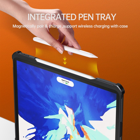 For iPad Pro 11 2022 / 2021 / 2020 / 2018 / Air 2020 10.9 wlons Explorer Series PC + TPU Tablet Case with Folding Holder(Matte Transparent)