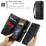 For Samsung Galaxy A12 CaseMe Detachable Multifunctional Horizontal Flip Leather Case, with Card Slot & Holder & Zipper Wallet & Photo Frame(Black)