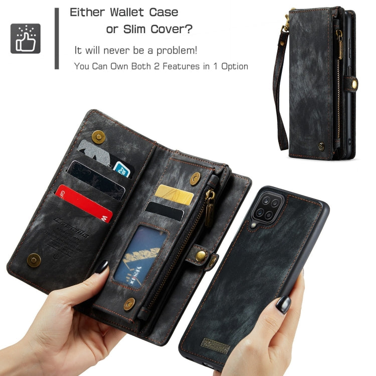 For Samsung Galaxy A12 CaseMe Detachable Multifunctional Horizontal Flip Leather Case, with Card Slot & Holder & Zipper Wallet & Photo Frame(Black)