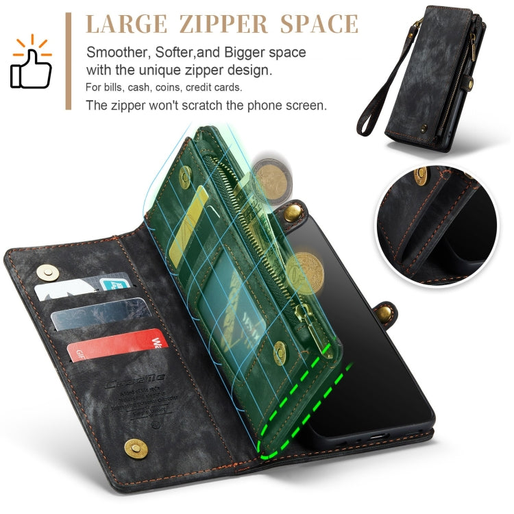 For Samsung Galaxy A12 CaseMe Detachable Multifunctional Horizontal Flip Leather Case, with Card Slot & Holder & Zipper Wallet & Photo Frame(Black)