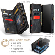 For Samsung Galaxy A12 CaseMe Detachable Multifunctional Horizontal Flip Leather Case, with Card Slot & Holder & Zipper Wallet & Photo Frame(Black)