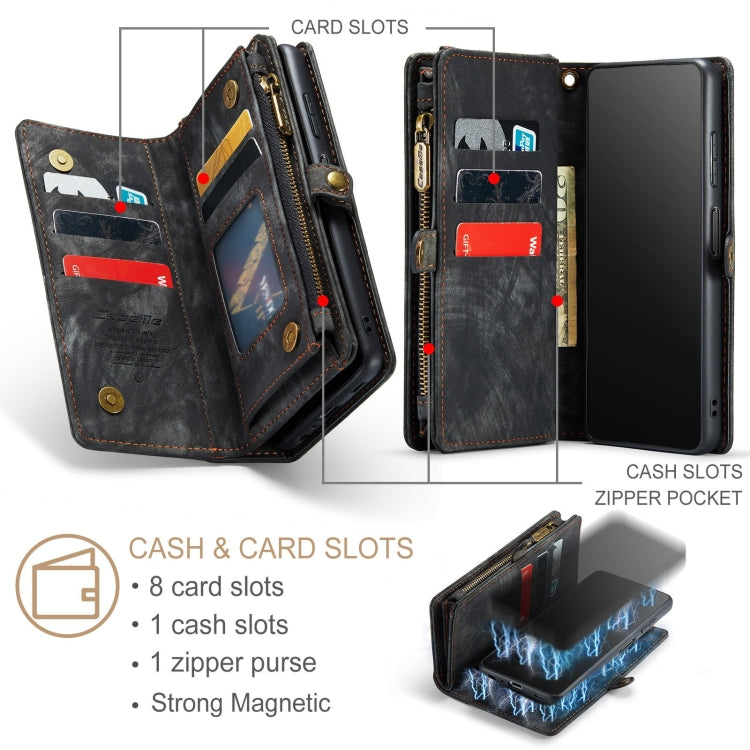 For Samsung Galaxy A12 CaseMe Detachable Multifunctional Horizontal Flip Leather Case, with Card Slot & Holder & Zipper Wallet & Photo Frame(Black)