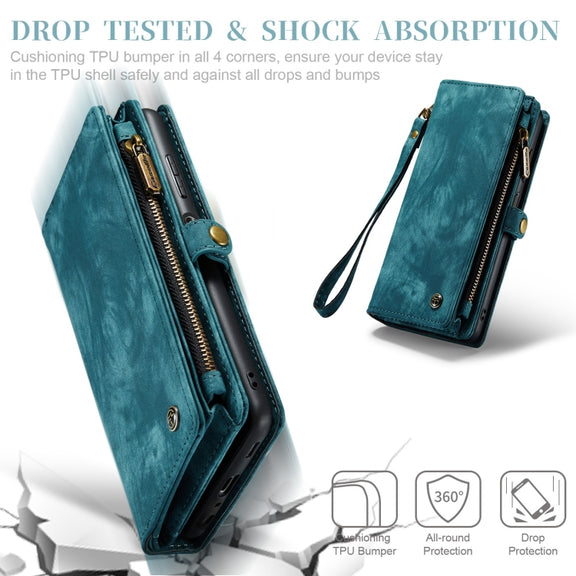 For Samsung Galaxy A12 CaseMe Detachable Multifunctional Horizontal Flip Leather Case, with Card Slot & Holder & Zipper Wallet & Photo Frame(Green)