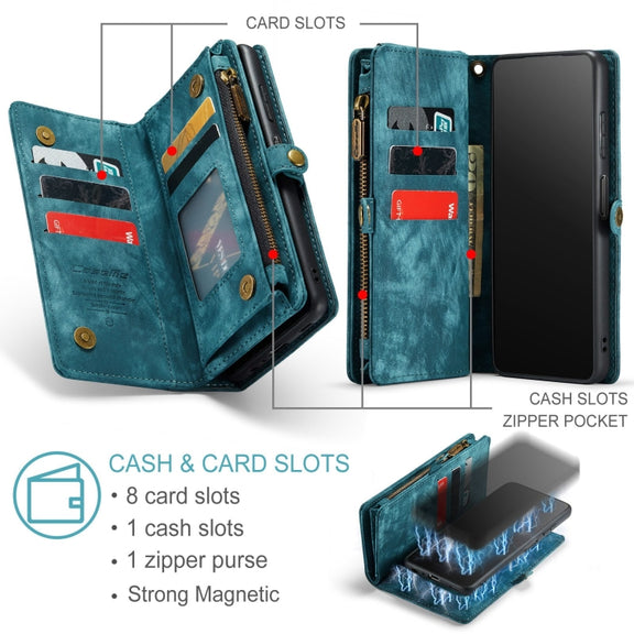 For Samsung Galaxy A12 CaseMe Detachable Multifunctional Horizontal Flip Leather Case, with Card Slot & Holder & Zipper Wallet & Photo Frame(Green)