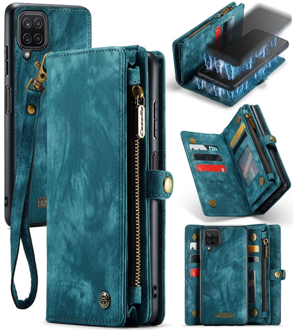 For Samsung Galaxy A12 CaseMe Detachable Multifunctional Horizontal Flip Leather Case, with Card Slot & Holder & Zipper Wallet & Photo Frame(Green)