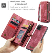 For Samsung Galaxy A12 CaseMe Detachable Multifunctional Horizontal Flip Leather Case, with Card Slot & Holder & Zipper Wallet & Photo Frame(Red)
