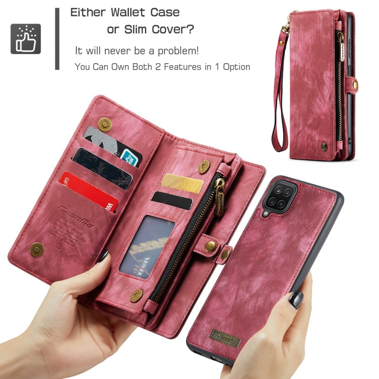 For Samsung Galaxy A12 CaseMe Detachable Multifunctional Horizontal Flip Leather Case, with Card Slot & Holder & Zipper Wallet & Photo Frame(Red)