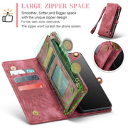 For Samsung Galaxy A12 CaseMe Detachable Multifunctional Horizontal Flip Leather Case, with Card Slot & Holder & Zipper Wallet & Photo Frame(Red)