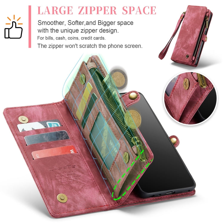 For Samsung Galaxy A12 CaseMe Detachable Multifunctional Horizontal Flip Leather Case, with Card Slot & Holder & Zipper Wallet & Photo Frame(Red)