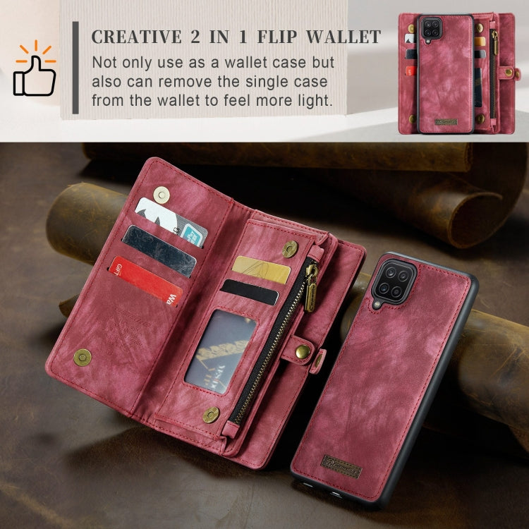 For Samsung Galaxy A12 CaseMe Detachable Multifunctional Horizontal Flip Leather Case, with Card Slot & Holder & Zipper Wallet & Photo Frame(Red)