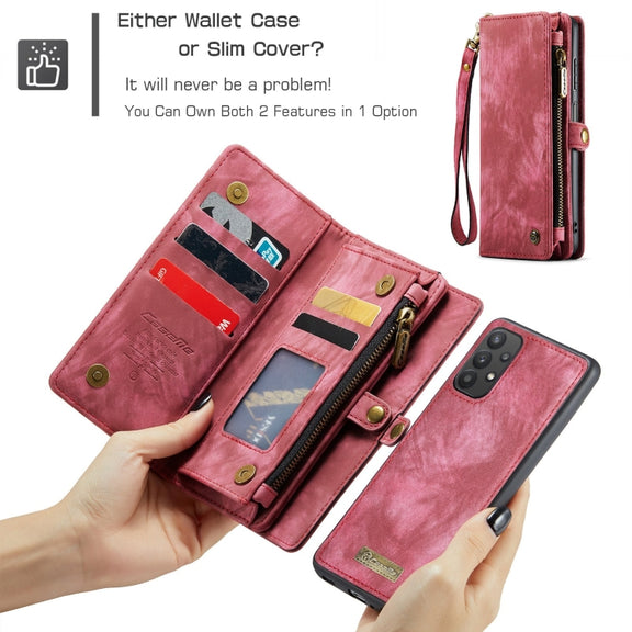 For Samsung Galaxy A32 5G CaseMe Detachable Multifunctional Horizontal Flip Leather Phone Case(Red)
