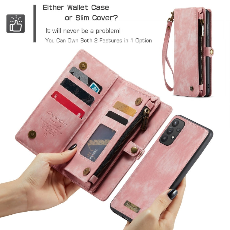 For Samsung Galaxy A32 5G CaseMe Detachable Multifunctional Horizontal Flip Leather Phone Case (Pink)