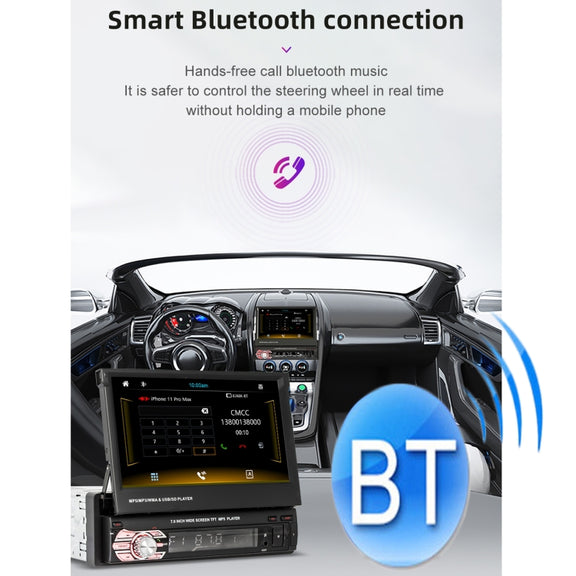 9601C HD 7 inch Manually Retractable Screen Car MP5 Player GPS Navigation Bluetooth Radio, Support Mirror Link & FM & TF Card & USB