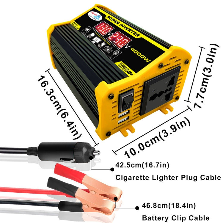 Legend II Generation 12V to 110V 4000W Modified Square Wave Car Power Inverter(Black) - Modified Square Wave by PMC TechLife | Online Shopping South Africa | PMC TechLife | Buy Now Pay Later Mobicred