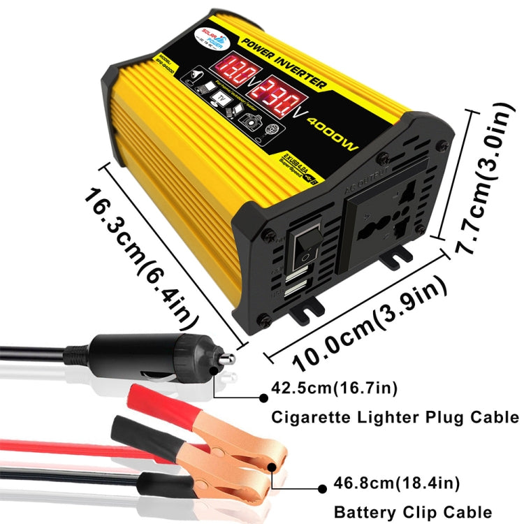 Legend II Generation 12V to 110V 4000W Modified Square Wave Car Power Inverter(Yellow) - Modified Square Wave by PMC TechLife | Online Shopping South Africa | PMC TechLife | Buy Now Pay Later Mobicred