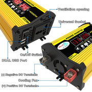 Legend II Generation 12V to 110V 4000W Modified Square Wave Car Power Inverter(Yellow)