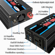 Tang II Generation 12V to 110V 4000W Modified Square Wave Car Power Inverter(Black)
