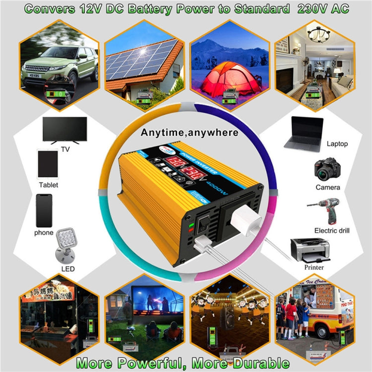Tang II Generation 12V to 110V 4000W Modified Square Wave Car Power Inverter(Yellow) - Modified Square Wave by PMC TechLife | Online Shopping South Africa | PMC TechLife | Buy Now Pay Later Mobicred