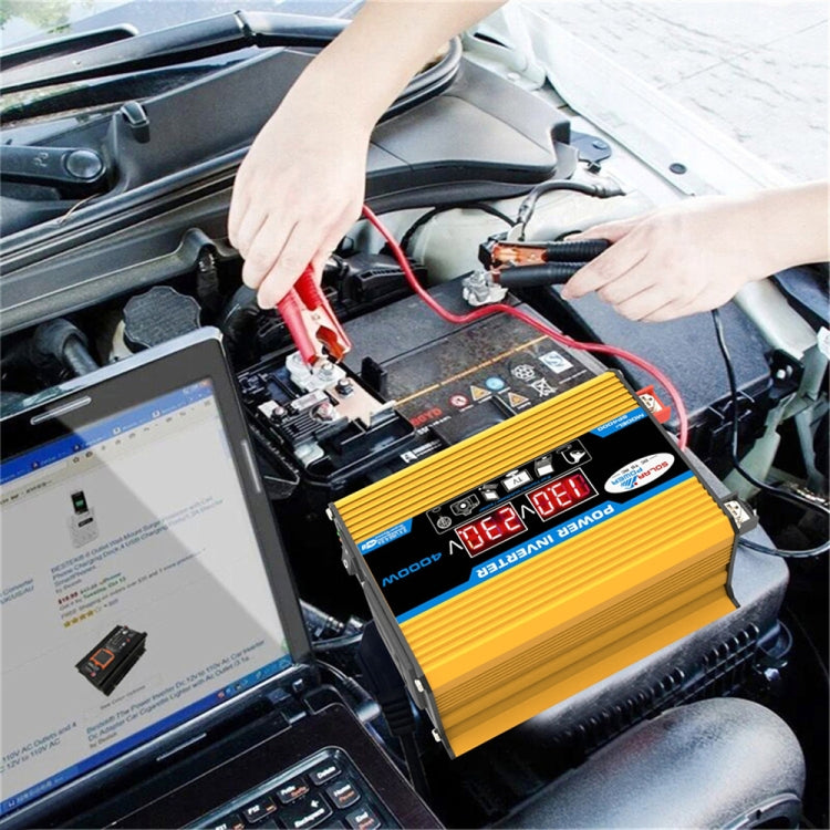 Tang II Generation 12V to 110V 4000W Modified Square Wave Car Power Inverter(Yellow)