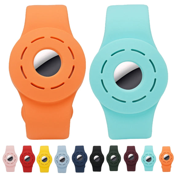 Anti-scratch Shockproof Silicone Bracelet Strap Protective Cover Case For AirTag(Denim Blue)