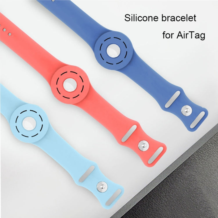 Anti-scratch Shockproof Silicone Bracelet Strap Protective Cover Case For AirTag(Denim Blue)