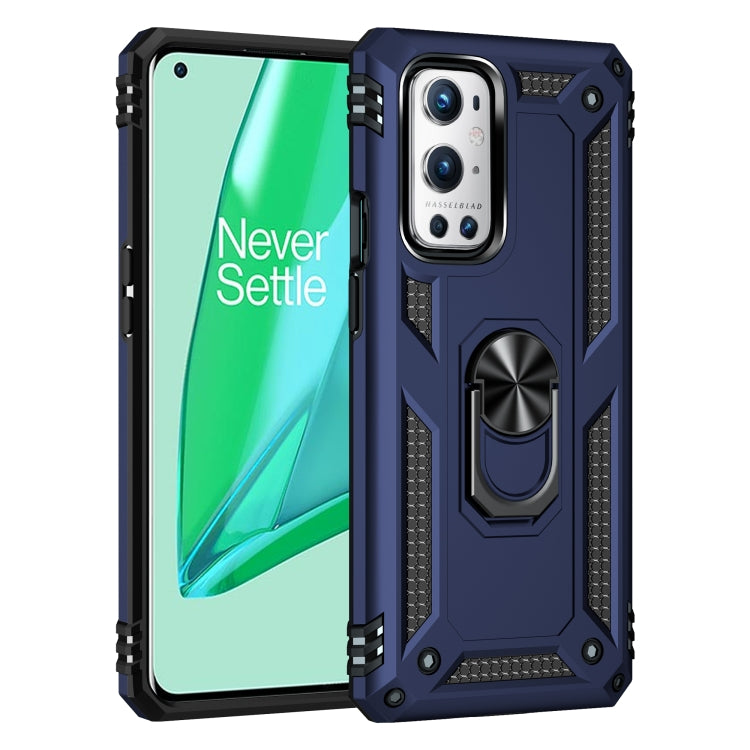 For OnePlus 9 Pro Shockproof TPU + PC Protective Case with 360 Degree Rotating Holder(Blue) - OnePlus Cases by PMC TechLife | Online Shopping South Africa | PMC TechLife