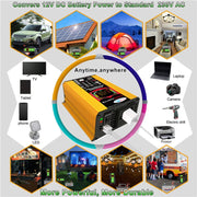 Tang III Generation 12V to 220V 6000W Modified Square Wave Car Power Inverter with LCD Display & Dual USB(Yellow)