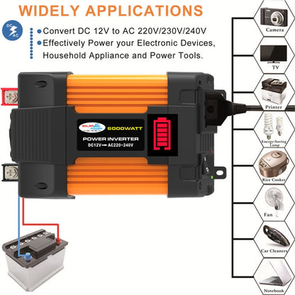 Little Wasp 12V to 220V 6000W Car Power Inverter with LED Display & Dual USB - Modified Square Wave by PMC Jewellery | Online Shopping South Africa | PMC Jewellery | Buy Now Pay Later Mobicred