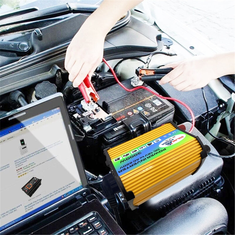 Legend I Generation DC12V to AC110V 3000W Modified Square Wave Car Power Inverter(Yellow) - Modified Square Wave by PMC TechLife | Online Shopping South Africa | PMC TechLife | Buy Now Pay Later Mobicred