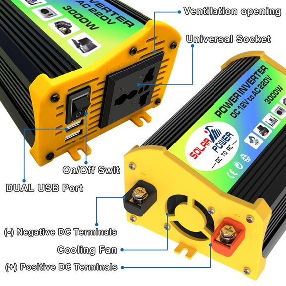 Legend I Generation DC12V to AC220V 3000W Modified Square Wave Car Power Inverter(Black)