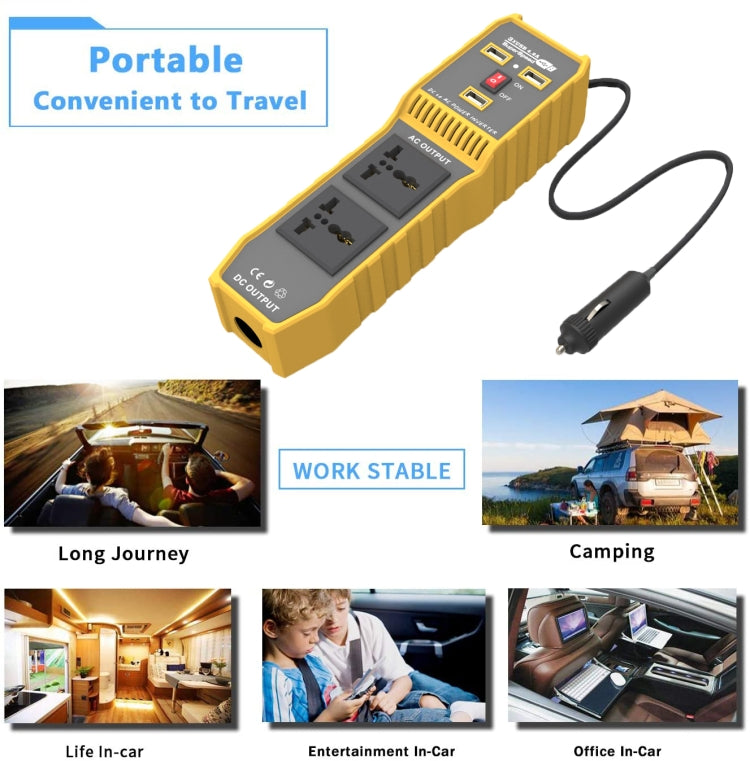 12V to 220V 300W Car Power Inverter with Three USB - Modified Square Wave by PMC TechLife | Online Shopping South Africa | PMC TechLife | Buy Now Pay Later Mobicred