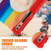 For Samsung Galaxy Tab S7 FE T730 / S7+ / S9+ /S8+ Silicone + PC Protective Case with Holder & Shoulder Strap(Colorful Red)