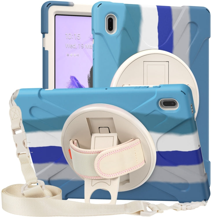 For Samsung Galaxy Tab S7 FE T730 / S7+ / S9+ /S8+ Silicone + PC Protective Case with Holder & Shoulder Strap(Colorful Blue) - free shipping - PMC Jewellery - Order now!