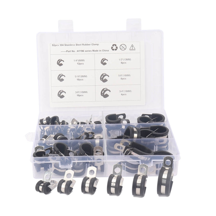 A1196 52 in 1 Car Rubber Cushion Pipe Clamps Stainless Steel Clamps - Booster Cable & Clip by PMC TechLife | Online Shopping South Africa | PMC TechLife | Buy Now Pay Later Mobicred