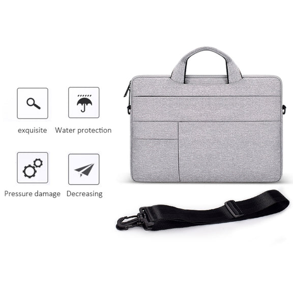ND05SDJ Oxford Cloth + Nylon Laptop Portable Shoulder Bag, Size:15.6 inch(Hemp Gray)