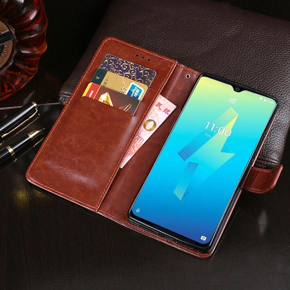 For Wiko Power U10 idewei Crazy Horse Texture Horizontal Flip Leather Case with Holder & Card Slots & Wallet(White)