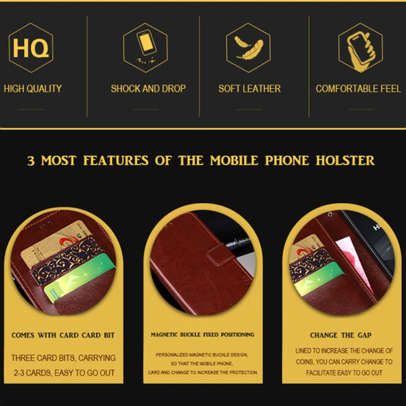 For Wiko Power U30 idewei Crazy Horse Texture Horizontal Flip Leather Case with Holder & Card Slots & Wallet(Yellow)