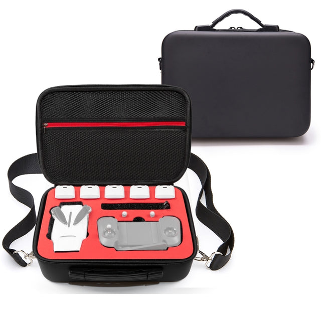 Single Shoulder Storage Bag Shockproof Water-resistant Travel Carrying Cover Hard Case for FIMI X8 Mini(Black + Red Liner)