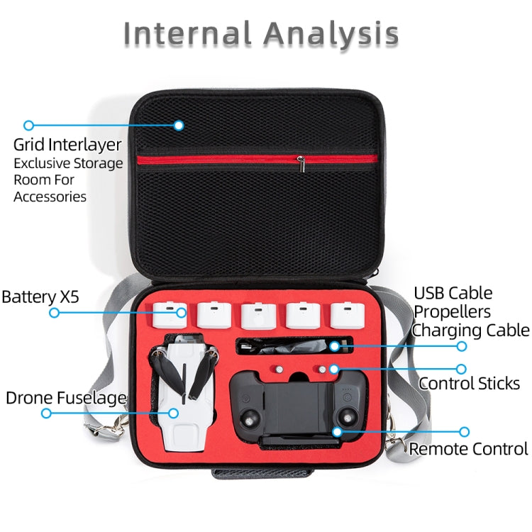 Grey Canvas Single Shoulder Storage Bag Shockproof Waterproof Travel Carrying Cover Hard Case for FIMI X8 Mini(Black + Red Liner) -  by PMC TechLife | Online Shopping South Africa | PMC TechLife | Buy Now Pay Later Mobicred