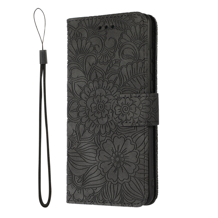 For Huawei P30 Skin Feel Embossed Sunflower Horizontal Flip Leather Case with Holder & Card Slots & Wallet & Lanyard(Black) - Huawei Cases by PMC TechLife | Online Shopping South Africa | PMC TechLife