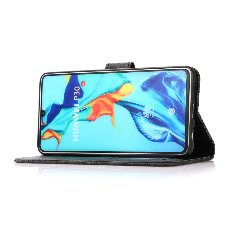 For Huawei P30 Skin Feel Embossed Sunflower Horizontal Flip Leather Case with Holder & Card Slots & Wallet & Lanyard(Black) - Huawei Cases by PMC TechLife | Online Shopping South Africa | PMC TechLife