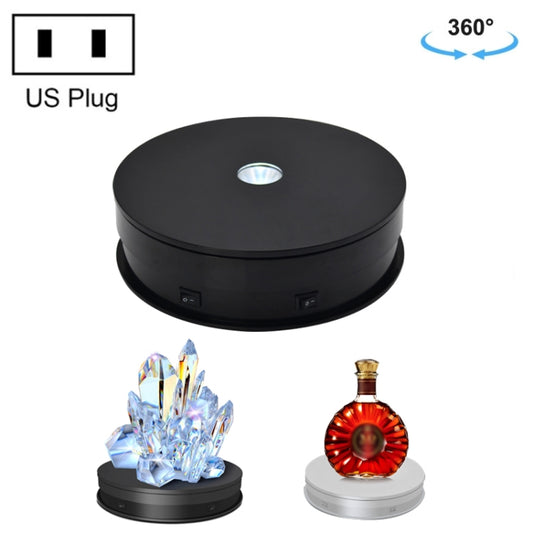 20cm Electric Rotating Turntable Display Stand LED Light Video Shooting Props Turntable, Power Plug:110V US Plug(Black) - free shipping - PMC Jewellery - Order now!