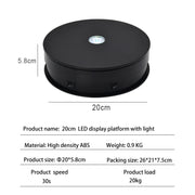 20cm Electric Rotating Turntable Display Stand LED Light Video Shooting Props Turntable, Power Plug:110V US Plug(Black)