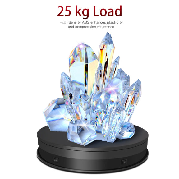 20cm Electric Rotating Turntable Display Stand LED Light Video Shooting Props Turntable, Power Plug:110V US Plug(Black)