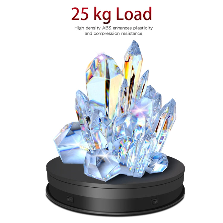 20cm Electric Rotating Turntable Display Stand LED Light Video Shooting Props Turntable, Power Plug:110V US Plug(Black)